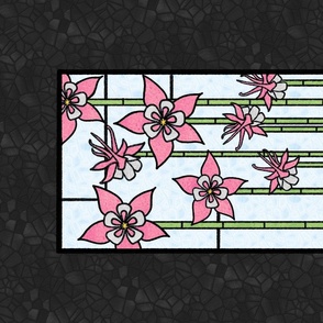 Stained Glass Aquilegia tea towel