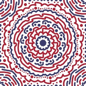 Mandala Red White Blue Americana Farmhouse Boho 