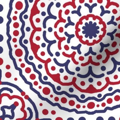 Americana Red White Blue Mandala Geometric Boho Tile 