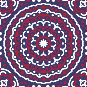 Americana Red White Blue Mandala Geometric Boho