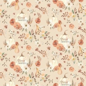 8" Always Grateful Fall Season Florals with Pumpkins Ivory