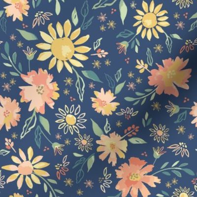 SUNFLOWER GARDEN NAVY BLUE