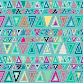 Pop Triangles on Turquoise Blue - XL