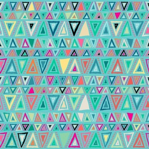 Pop Triangles on Turquoise Blue - Large
