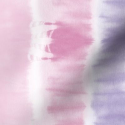 (L) Tie dye shibori, vertical stripes in pastel pink, purple and teal