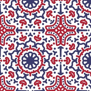 Americana Mandala Red White Blue  Quilt Tile