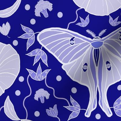 Luna moth and moonflowers 