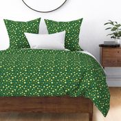 Holiday christmas watercolor yellow stars over emerald green background