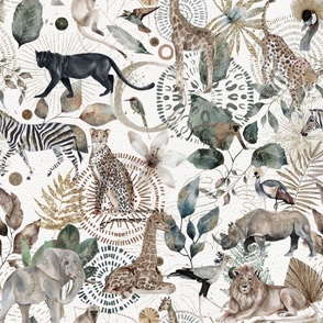 african animals with gold foliage