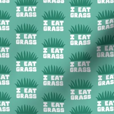 (small scale) I eat grass - funny dog - sea-foam green - LAD23