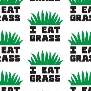 I eat grass - funny dog - white - LAD23