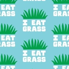 I eat grass - funny dog - blue - LAD23