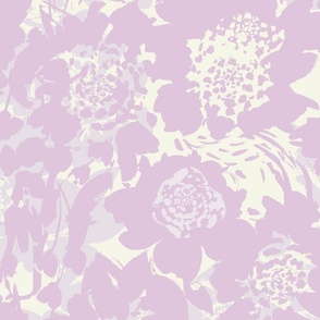 Pastel purple, silhouette floral, painterly, large size