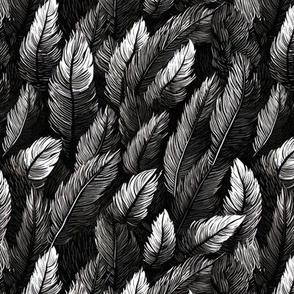 Black Feathers Woodcut