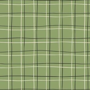 Black & White Wavy Check Plaid on Light Green Background - MID SCALE - Available in multiple colors and scales! Coordinates with S'mores collection.