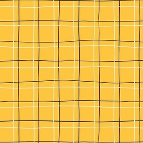 Black & White Wavy Check Plaid on Yellow Background - MID SCALE - Available in multiple colors and scales! Coordinates with S'mores collection.
