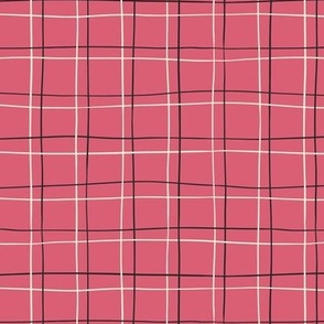 Black & White Wavy Check Plaid on Pink Background - MID SCALE - Available in multiple colors and scales! Coordinates with S'mores collection.