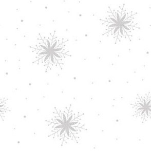 Grey snowflakes on white background