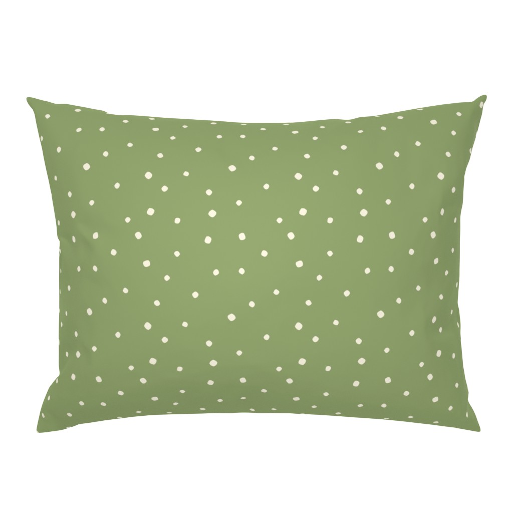 Marshmallow Dot - White Dots on Light Green Background - MID SCALE - Available in multiple colors and scales! Coordinates with S'mores collection.