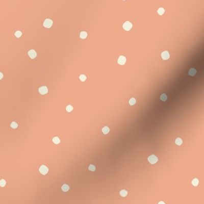 Marshmallow Dot - White Dots on Peach Background - MID SCALE - Available in multiple colors and scales! Coordinates with S'mores collection.