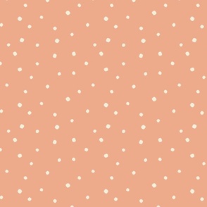 Marshmallow Dot - White Dots on Peach Background - MID SCALE - Available in multiple colors and scales! Coordinates with S'mores collection.