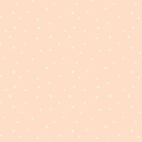 Marshmallow Dot - White Dots on Light Peach Beige Background - MID SCALE - Available in multiple colors and scales! Coordinates with S'mores collection.