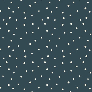 Marshmallow Dot - White Dots on Navy Blue Background - MID SCALE - Available in multiple colors and scales! Coordinates with S'mores collection.