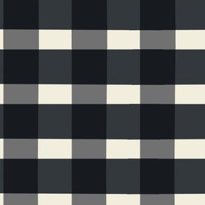 Large Checkerboard, Gingham plaid in grey and black