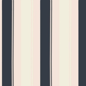 Large Stripe Thick and Thin lines in , gray, black and Light Pink.