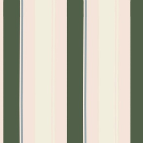 Large Stripe Thick and Thin lines in forest green, blue and light pink.