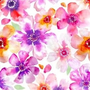 Medium Watercolor Anemones Floral on White