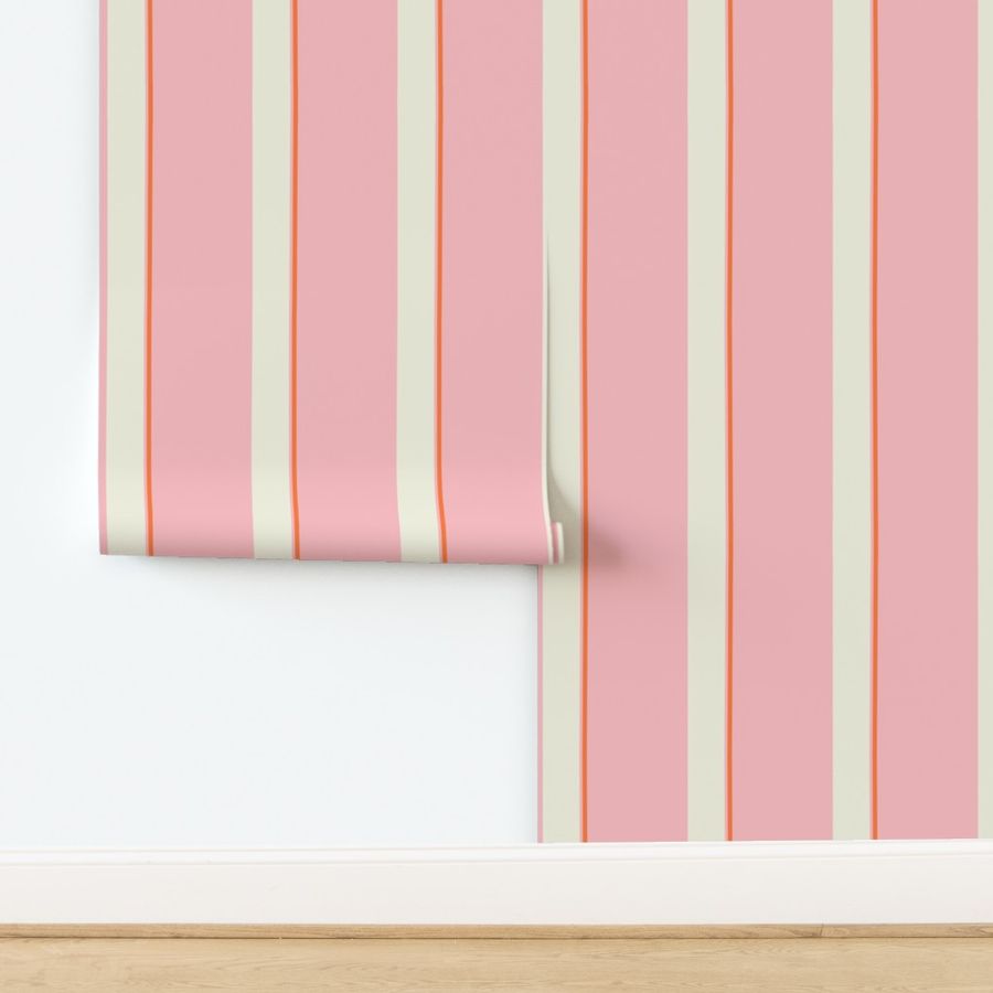 Modern vertical stripes thin, thick and in orange and pink