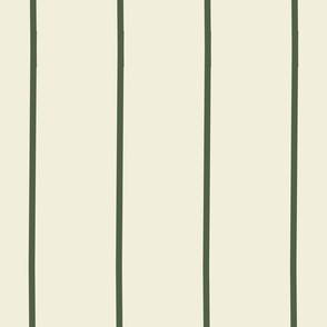 Large Forest Green Thin Striped Lines on cream
