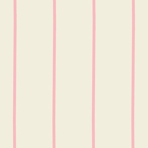 Large Pink Thin Striped Lines on cream