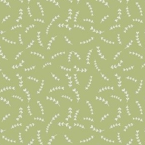 Green with white heart branches, home decor, kids, dress making - fabric 4x4, wallpaper 24x24"