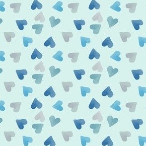 Blue and green hearts on green, kids, home decor, wallpaper 24x20" fabric 5x4"