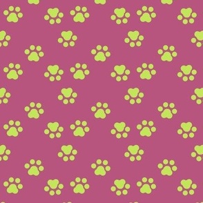 Flipsy Flopsy Bunny Rabbit purple pink and green pawprint background