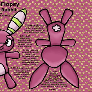 Flipsy Flopsy Bunny Rabbit purple pink and green fleece/minky