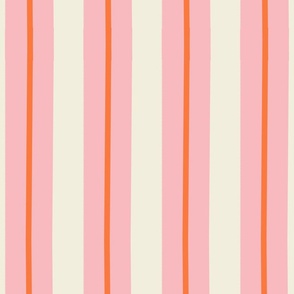 Large-Orange Thin Line Stripe on Pink Thick Line