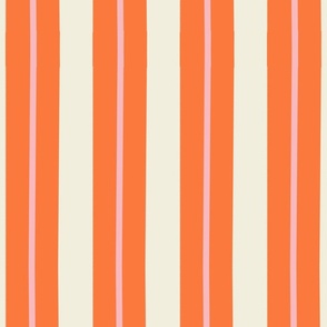 Large-Pink Thin Line Stripe on Orange Thick Line