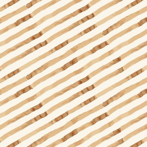 Watercolor Diagonal Stripes Coffee Painted