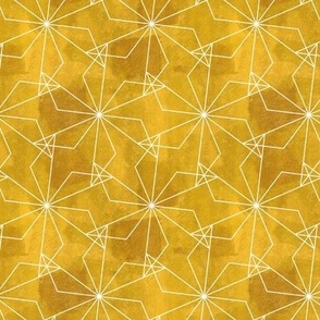 geometric grunge ochre - white lines on distressed watercolor texture