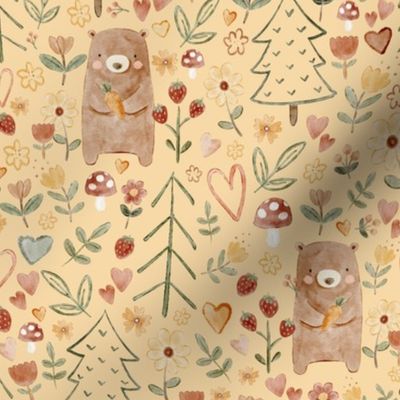 Small Scale forest bear pale yellow