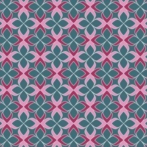 GEOMETRIC FLORAL IN TEAL No 02