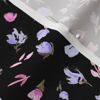 Dark little flowers in Blue Pink and Black