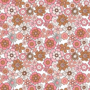 Small / Valley Cruise Pink Gold Retro Floral