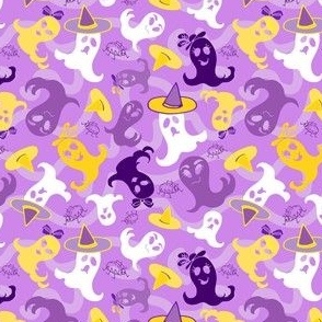 Ghosts in Hats_in Dark Night-Purple_MEDIUM_4x4_(wallpaper 6x6)