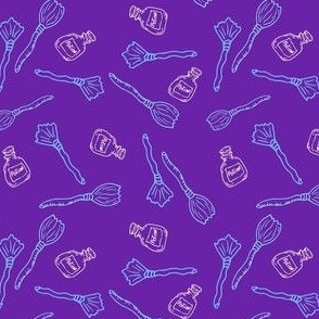 Broom the Potion_Multi on Purple_MEDIUM_4x4_(wallpaper 6x6)