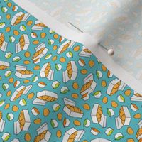(tiny scale) Chicken Nuggets - food fabric - teal - LAD22