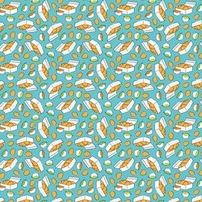 (tiny scale) Chicken Nuggets - food fabric - teal - LAD22